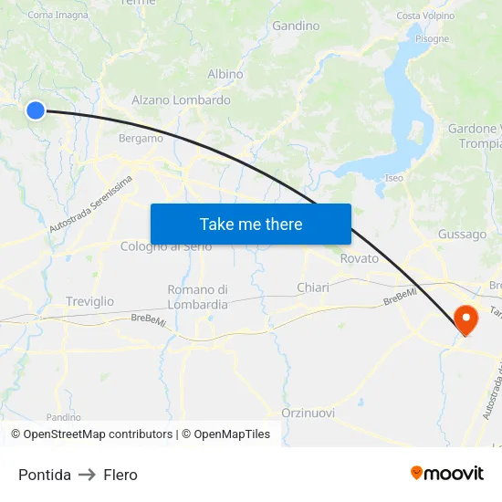 Pontida to Flero map
