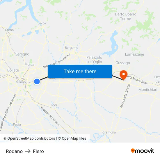 Rodano to Flero map