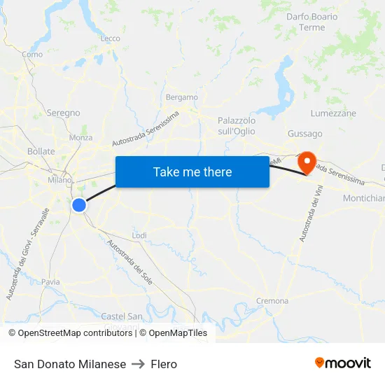 San Donato Milanese to Flero map