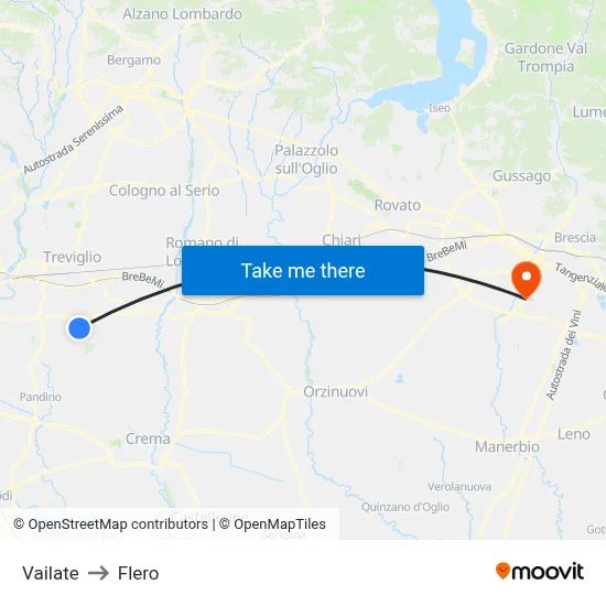 Vailate to Flero map