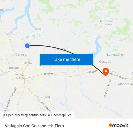 Veduggio con Colzano to Flero map