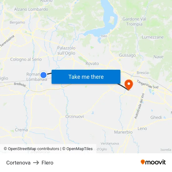 Cortenova to Flero map