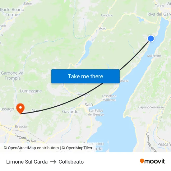 Limone Sul Garda to Collebeato map