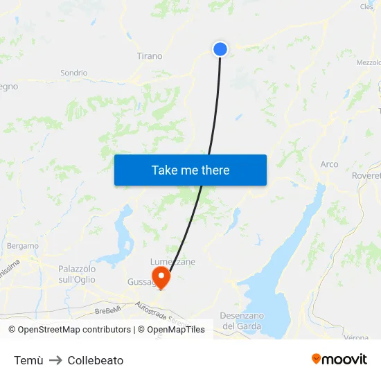 Temù to Collebeato map