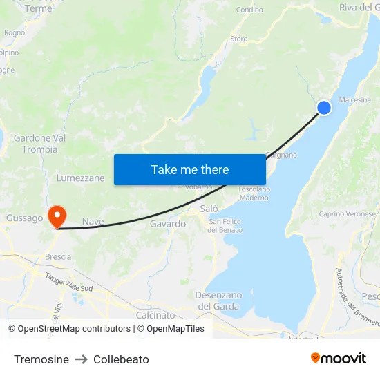 Tremosine to Collebeato map