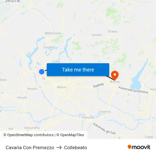 Cavaria Con Premezzo to Collebeato map