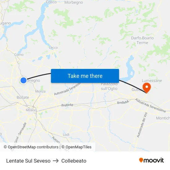 Lentate Sul Seveso to Collebeato map