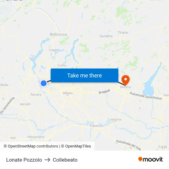 Lonate Pozzolo to Collebeato map