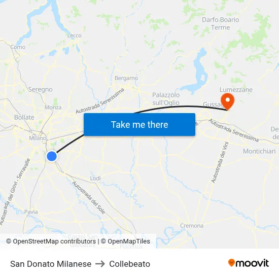 San Donato Milanese to Collebeato map
