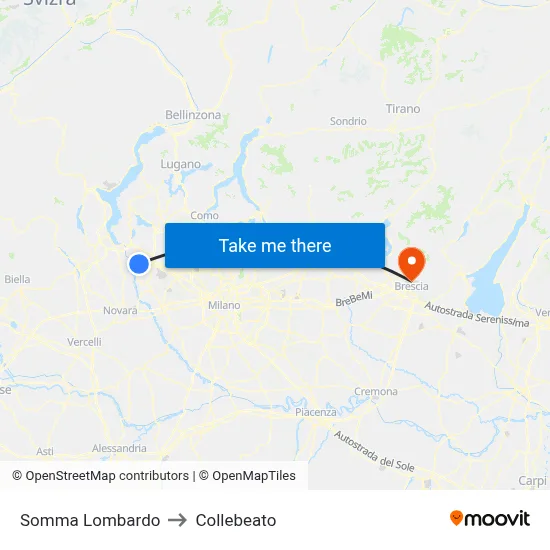 Somma Lombardo to Collebeato map