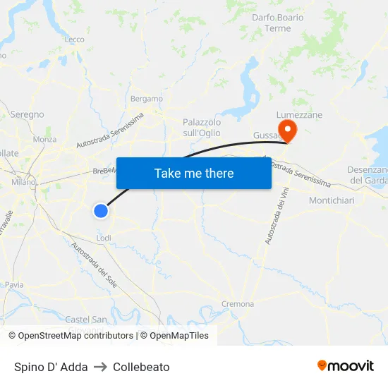 Spino D' Adda to Collebeato map