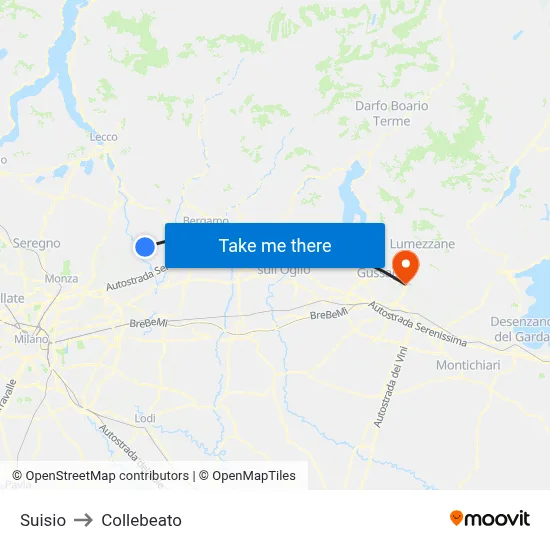 Suisio to Collebeato map