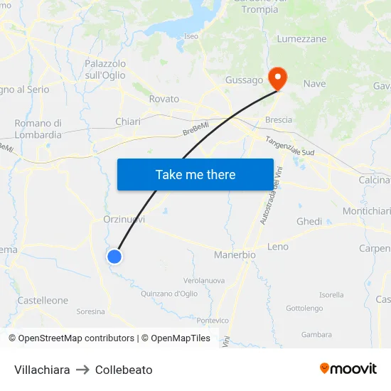 Villachiara to Collebeato map