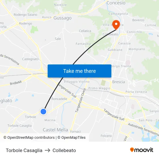 Torbole Casaglia to Collebeato map