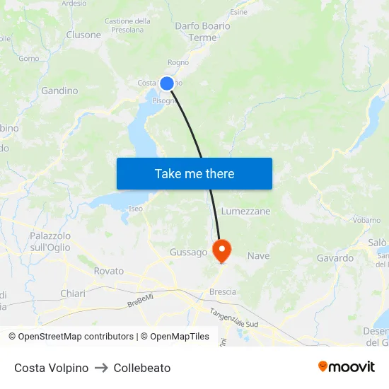 Costa Volpino to Collebeato map