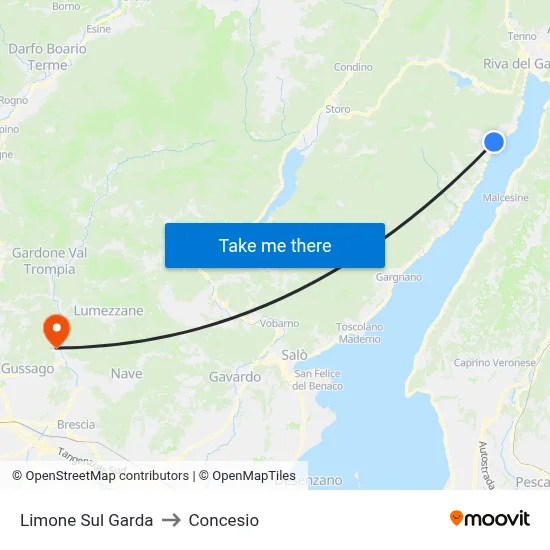 Limone Sul Garda to Concesio map