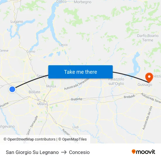 San Giorgio Su Legnano to Concesio map