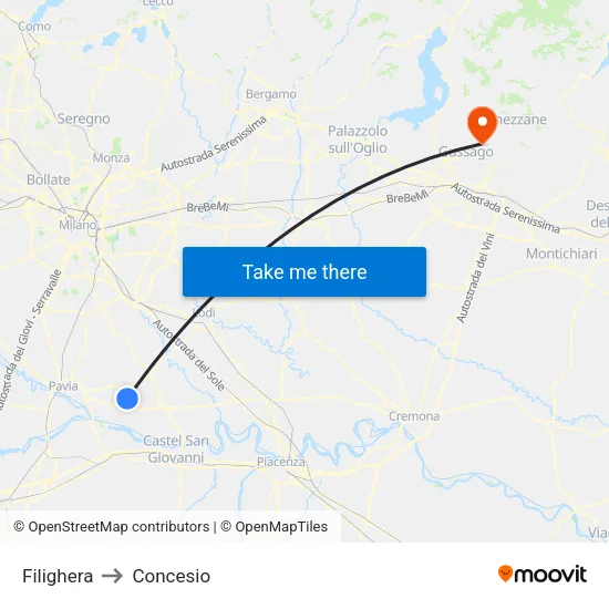 Filighera to Concesio map