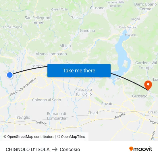 CHIGNOLO D' ISOLA to Concesio map