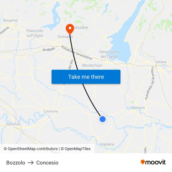 Bozzolo to Concesio map