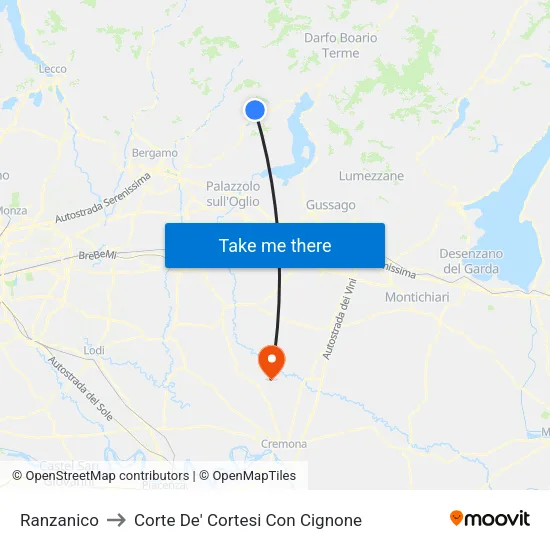Ranzanico to Corte De' Cortesi Con Cignone map