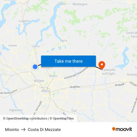 Misinto to Costa di Mezzate map