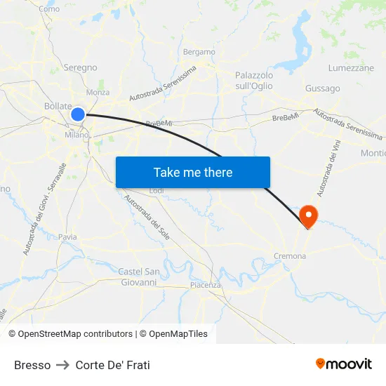 Bresso to Corte de' Frati map