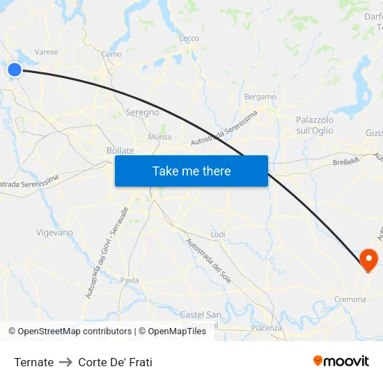 Ternate to Corte De' Frati map