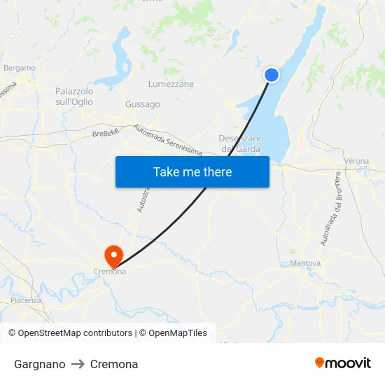 Gargnano to Cremona map
