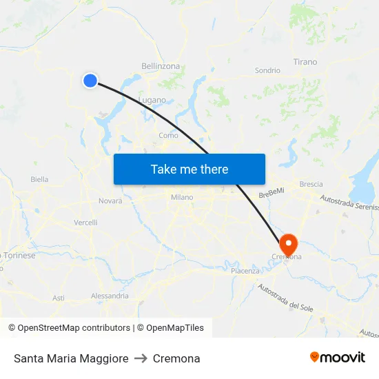Santa Maria Maggiore to Cremona map