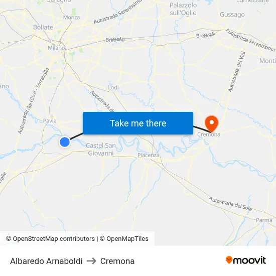 Albaredo Arnaboldi to Cremona map