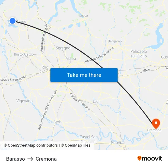 Barasso to Cremona map