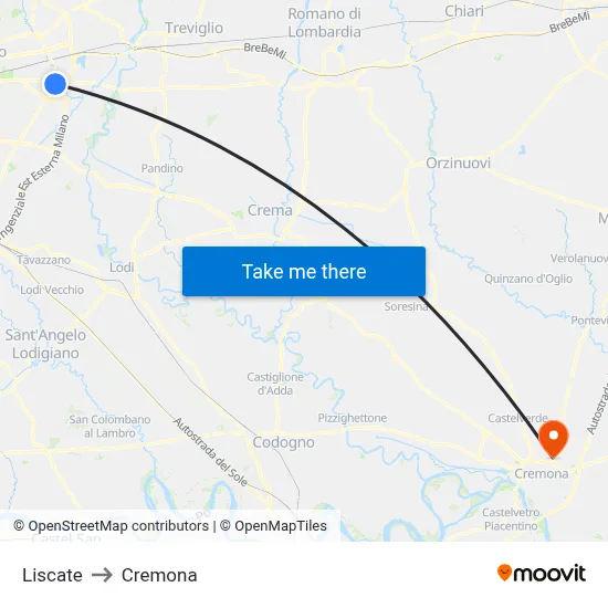 Liscate to Cremona map