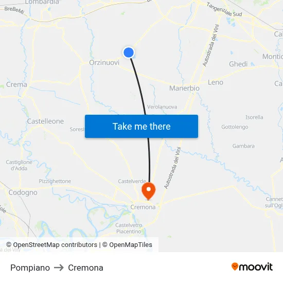 Pompiano to Cremona map