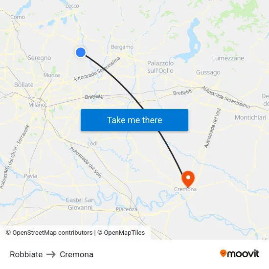 Robbiate to Cremona map