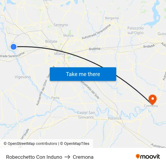 Robecchetto Con Induno to Cremona map