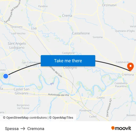 Spessa to Cremona map
