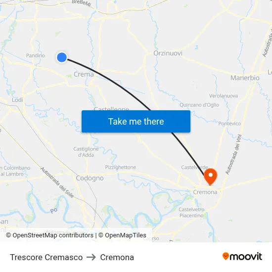 Trescore Cremasco to Cremona map