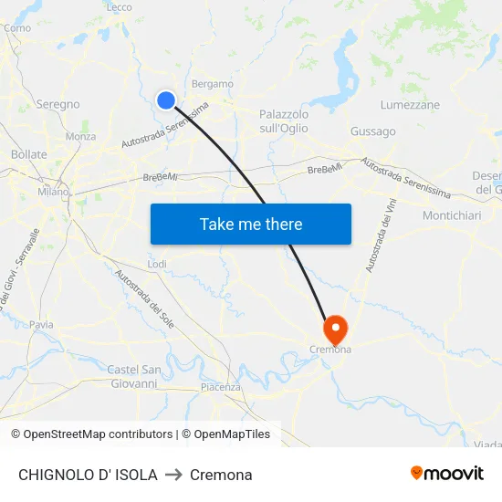 CHIGNOLO D' ISOLA to Cremona map