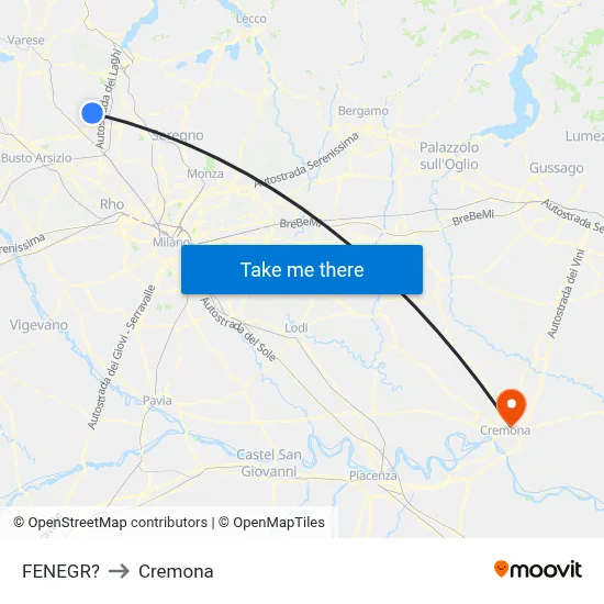 Fenegro to Cremona map