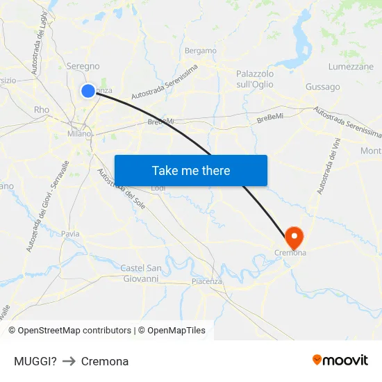 Muggiò to Cremona map