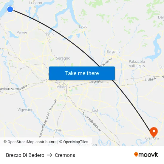 Brezzo Di Bedero to Cremona map