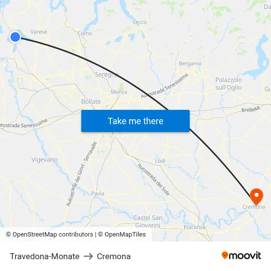 Travedona-Monate to Cremona map