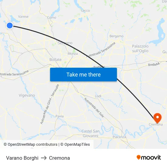 Varano Borghi to Cremona map