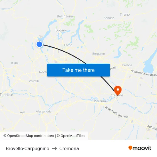 Brovello-Carpugnino to Cremona map