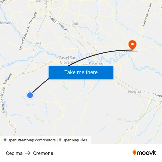 Cecima to Cremona map