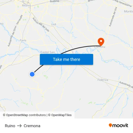 Ruino to Cremona map