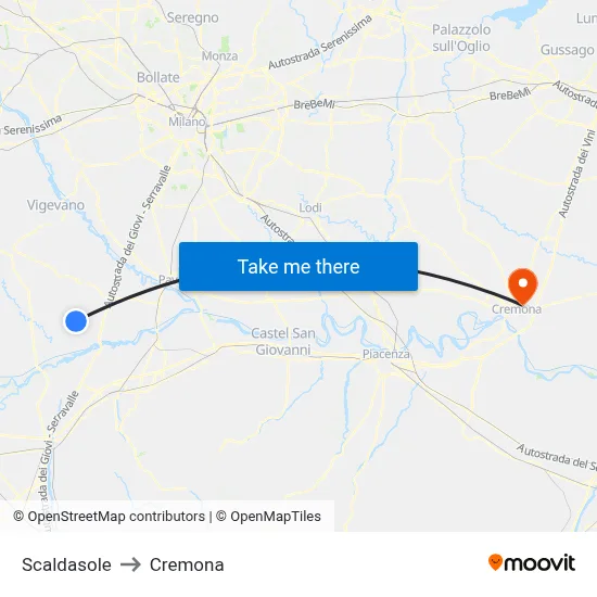 Scaldasole to Cremona map