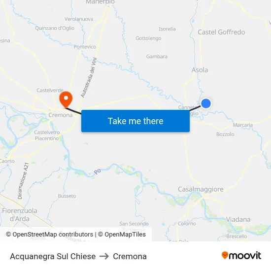 Acquanegra Sul Chiese to Cremona map