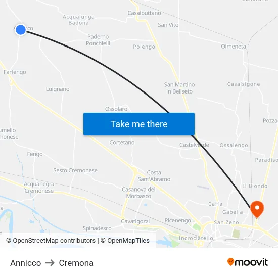 Annicco to Cremona map